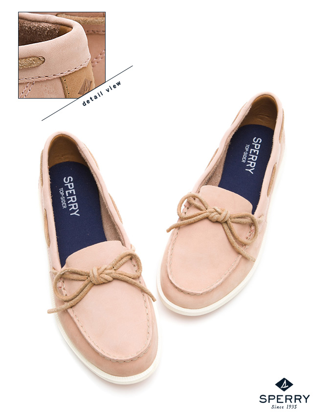 SPERRY 頂級牛皮經典手工縫製帆船鞋(女)-粉色