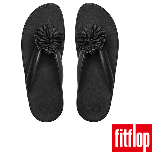 FitFlop FLOWERBALL LEATHER TOE-POST-黑色