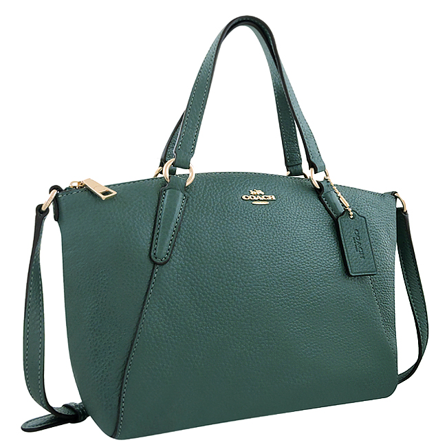 COACH 皮革手提/斜背兩用包(小型/湖水綠色)