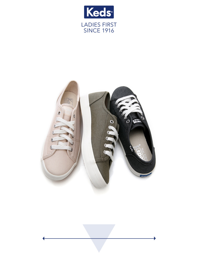 Keds KICKSTART 極簡素面綁帶休閒鞋-淺粉