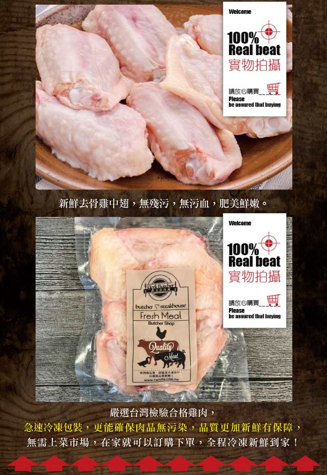 約克街肉鋪 台灣國產嚴選雞中翅3包(250G±10%/包）