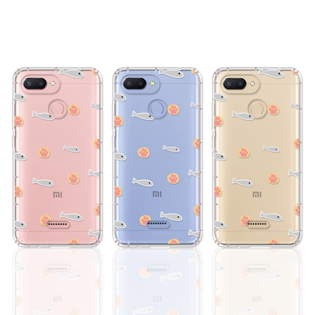 反骨創意 小米、紅米系列 彩繪防摔手機殼-歪瘋系列(魚與貓掌)