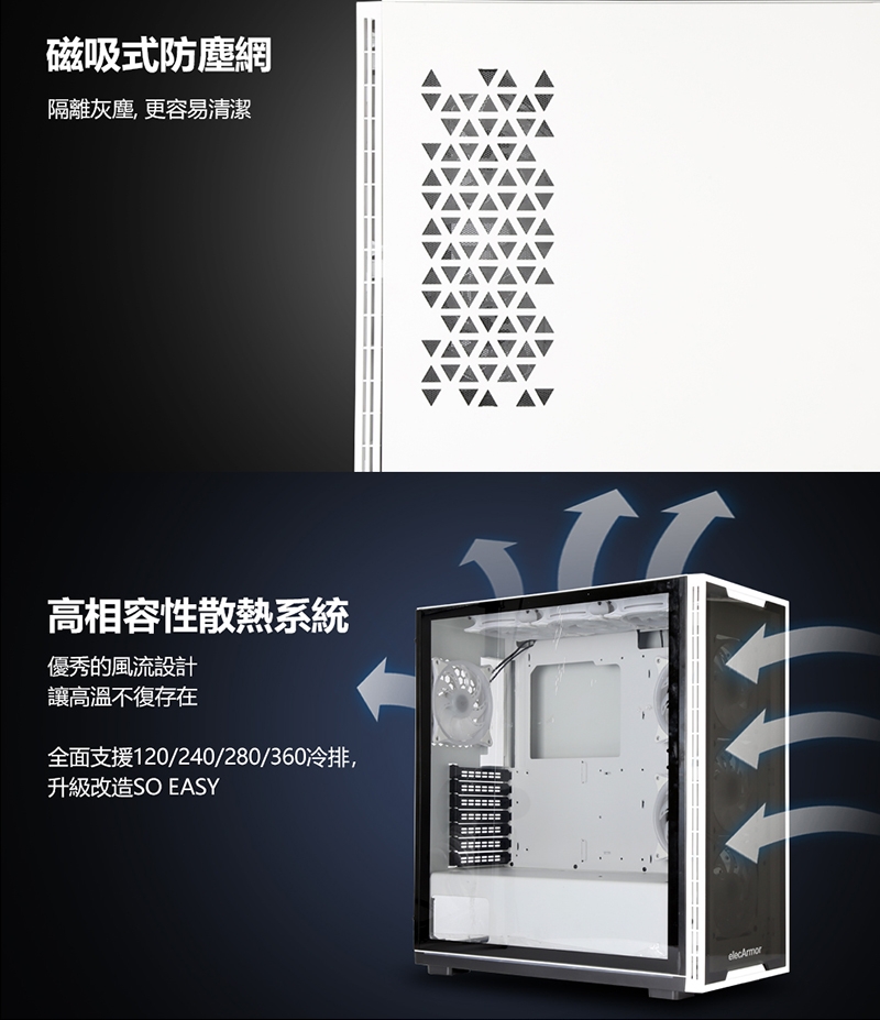 elecArmor電鎧 DK103 中塔立式電競機箱-白色