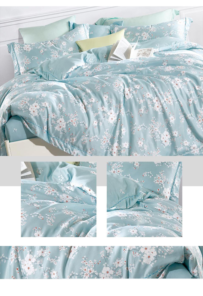 La Lune 裸睡親膚科技天絲涼被雙人床包四件組 幻藍絢麗