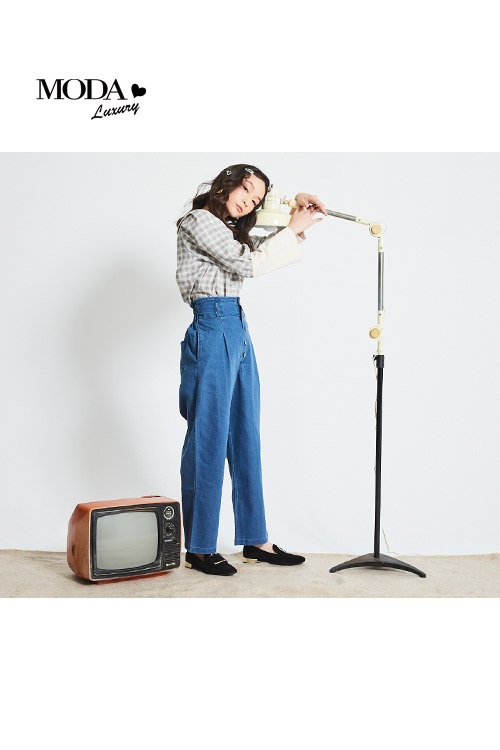 低跟鞋 MODA Luxury 摩登麂皮金屬方釦帶方頭低跟鞋－黑