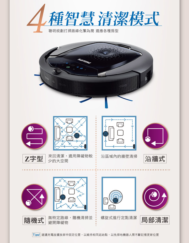 飛利浦全效拖地掃地機器人FC8822/31(廣角超寬+8cm高+虛擬牆)