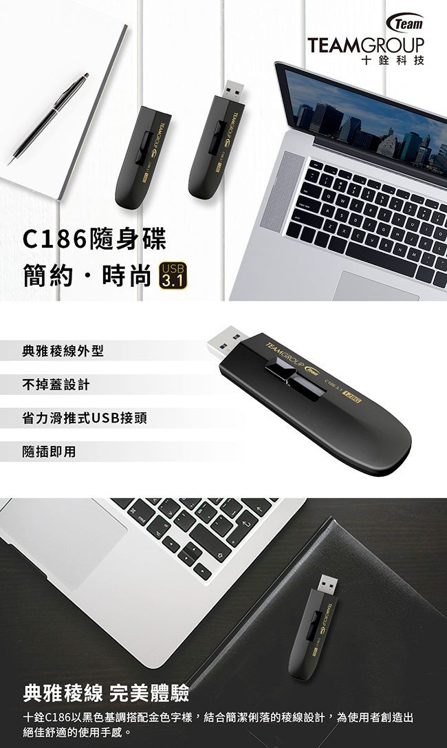 TEAM十銓 USB3.1 128G 隨身碟(C186)