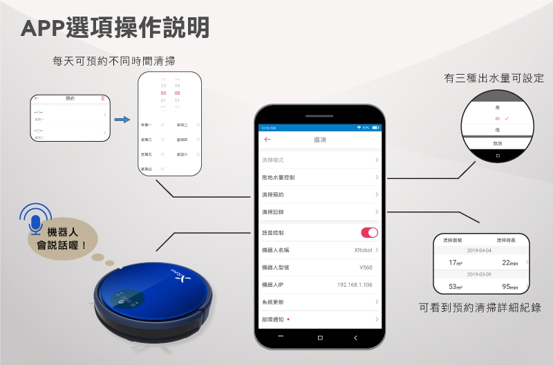 TiDdi 陀螺儀導航機器人(Xrobot系列) V560 (APP/電控水箱) 贈專用清潔劑