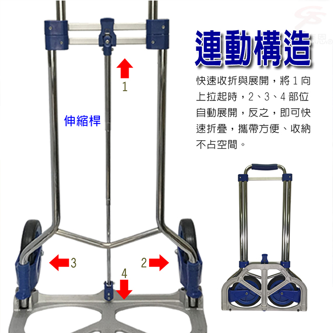 金德恩 台灣製造專利款 耐重王系列 便攜運輸手推車125x49x46cm