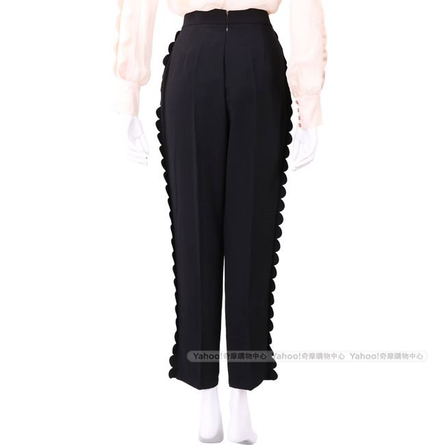 ELISABETTA FRANCHI 側花瓣細節黑色九分西裝褲