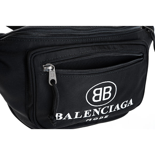 BALENCIAGA 新款英文字母大LOGO尼龍腰包/胸背包 (黑色)