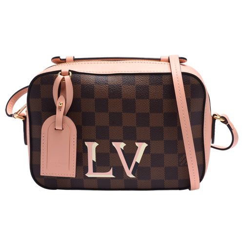 LV N40179 SANTA MONICA Damier印花牛皮飾邊手提/斜背包(粉紅)