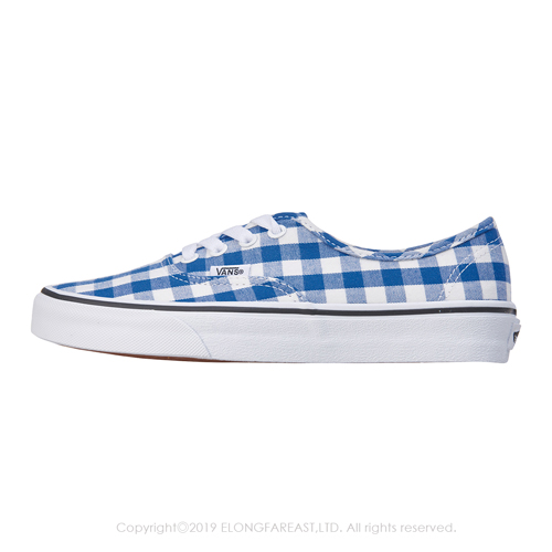 (女)VANS Authentic 格紋綁帶休閒鞋*藍白