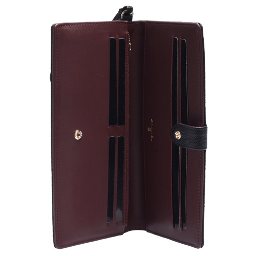 CHANEL 經典金色雙C LOGO粒紋牛皮手拿長夾(黑色)