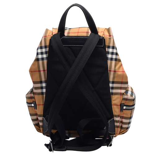 BURBERRY The Rucksack Vintage拼皮革軍旅手提/後背(格紋-中)