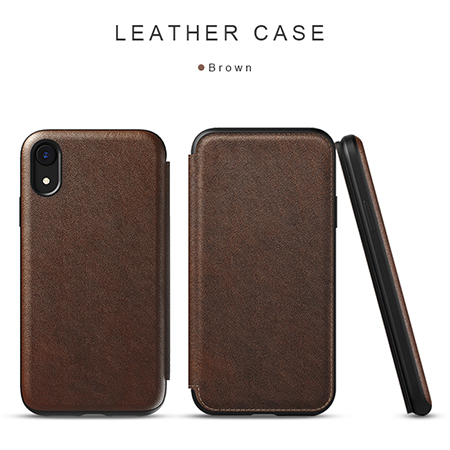 美國NOMAD經典皮革三折側掀收納保護套- iPhone XR 棕