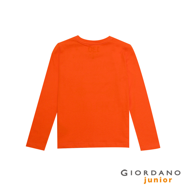 GIORDANO 童裝冒險旅程印花長袖T恤-71 錦鯉橙