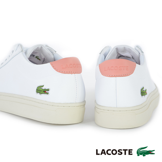 LACOSTE 女用真皮運動休閒鞋-白色