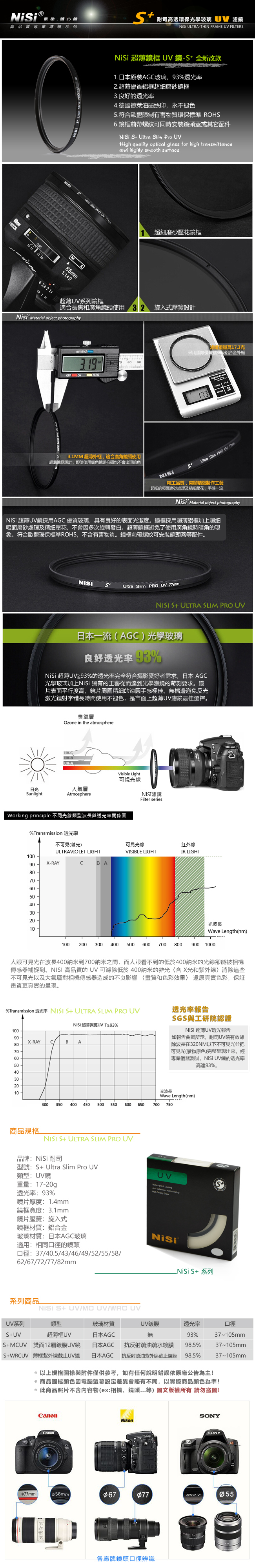 NiSi 耐司 S+UV 67mm Ultra Slim PRO 超薄框UV鏡