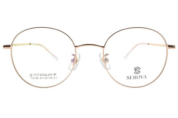 SEROVA眼鏡 β鈦材質 秀氣細圓框款/玫瑰金 #SC159 C1