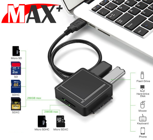 MAX+Type-c to SATA/SD-TF/2 Port USB3.0 三合一集線器