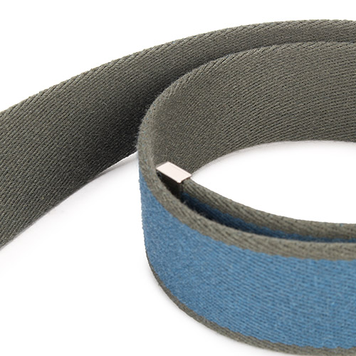 HERMES 羊毛雙層拼色扣式皮帶-藍/墨綠/80cm