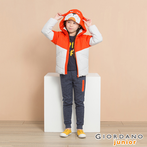 GIORDANO 童裝3D動物造型可拆帽舖棉外套-39 桔子色