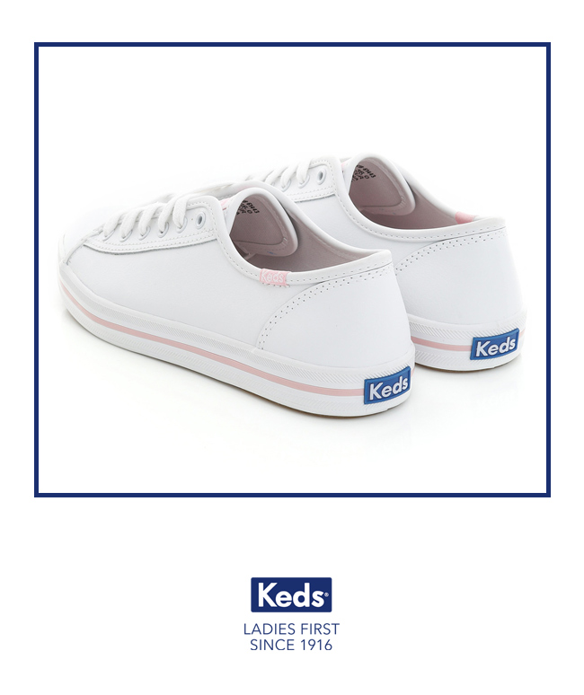 Keds KICKSTART 時尚皮革綁帶休閒鞋-粉紅