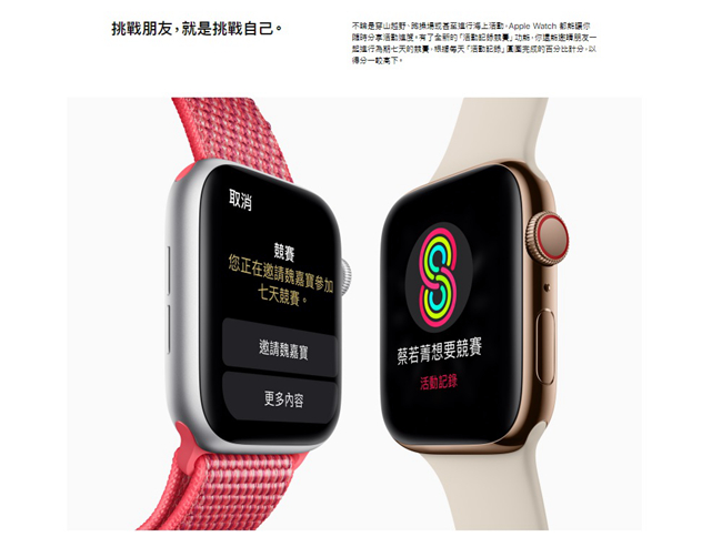 Apple Watch Series 4 LTE 44mm銀色鋁金屬錶殼白色運動型錶帶