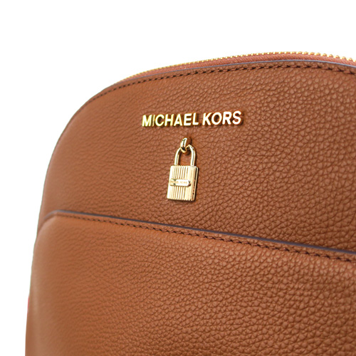 MICHAEL KORS ADELE 小鎖頭牛皮後背包(大/咖)