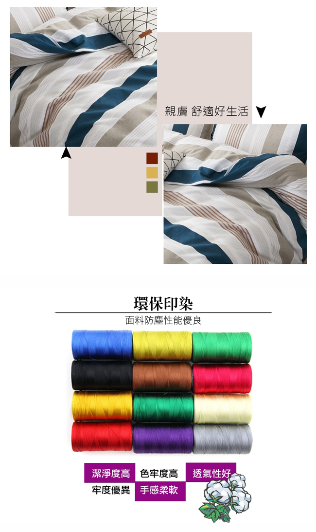 La Lune 台灣製40支精梳純棉雙人加大床包被套四件組 優雅格綻放