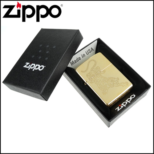 ZIPPO 美系~Tattoo Tiger-虎紋圖案光澤蝕刻加工打火機