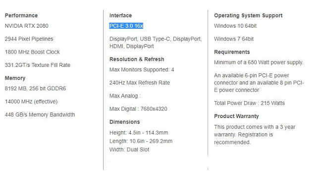 艾維克EVGA RTX2080 8GB XC BP GAMING PCI-E顯示卡