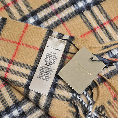 BURBERRY Vintage 經典格紋喀什米爾羊毛圍巾(古典黃/168x30)