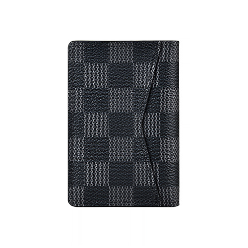 LV N63143 棋盤格LOGO Damier Graphite帆布8卡對折卡片夾(黑)