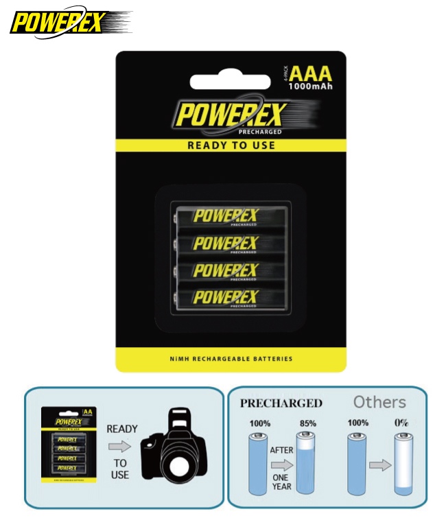 POWEREX 低自放電4號充電池1000mAh(8顆/2卡)