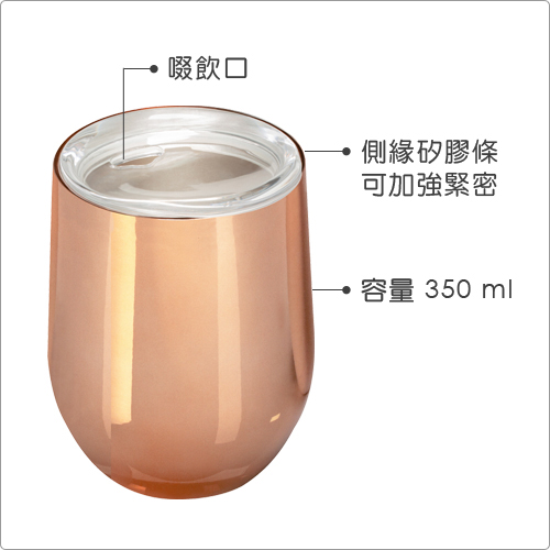 《REFLECTS》附蓋雙層不鏽鋼杯(玫瑰金350ml)