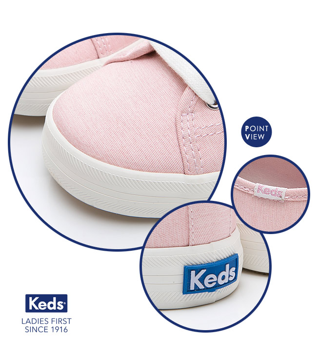 Keds KICKSTART 輕薄素面綁帶休閒鞋-粉紅