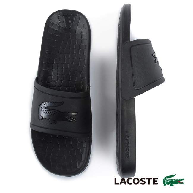 LACOSTE 女用休閒拖鞋-黑色