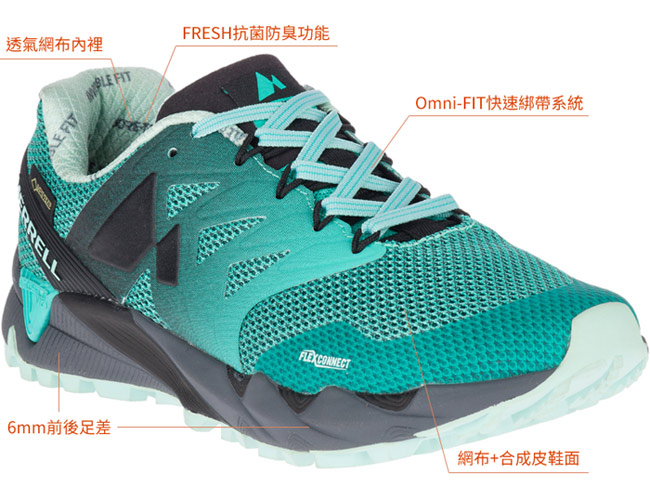 MERRELL AGILITY 2 GTX 野跑女鞋-綠(77610)