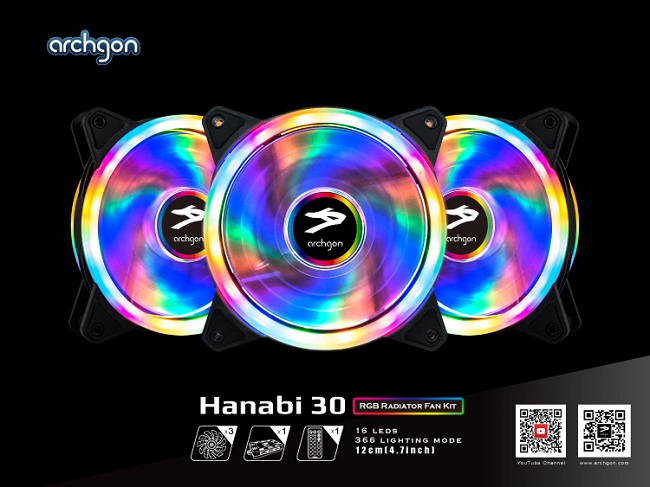 archgon亞齊慷 RGBCF13 Hanabi 30 RGB 電競風扇組(3入)