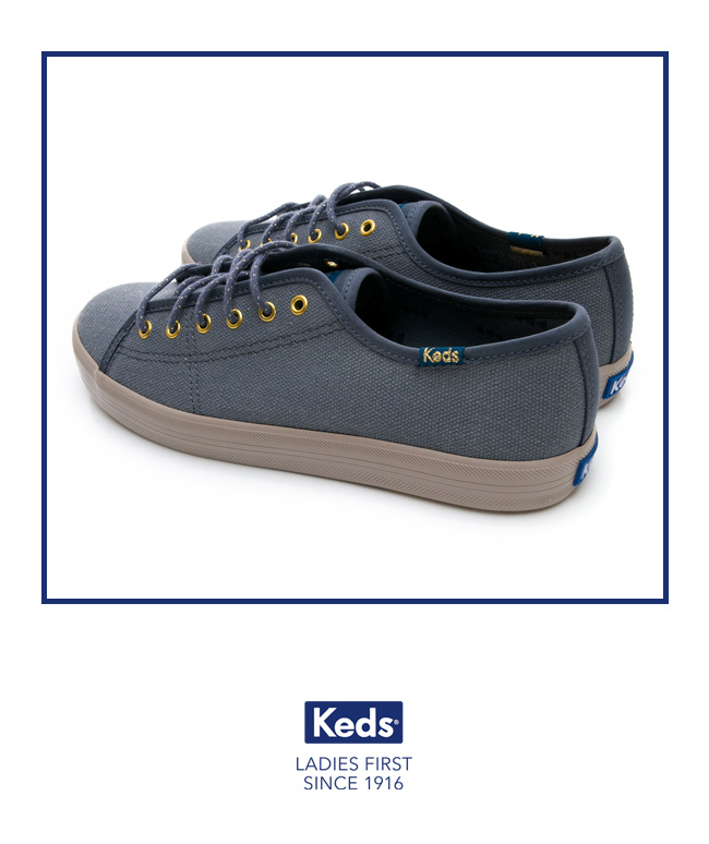 Keds KICKSTART 仿舊綁帶休閒鞋-藍色