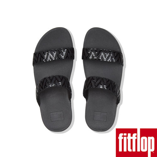 FitFlop LOTTIE CHEVRON SUEDE SLIDES-黑色