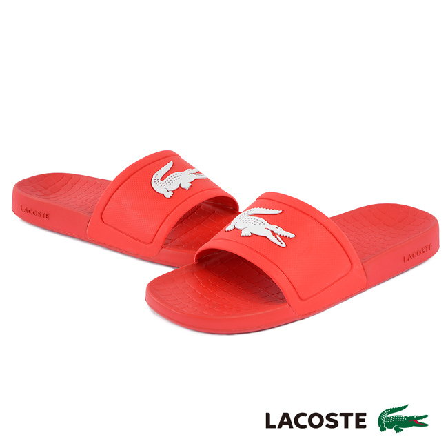 LACOSTE 女用休閒拖鞋-紅色