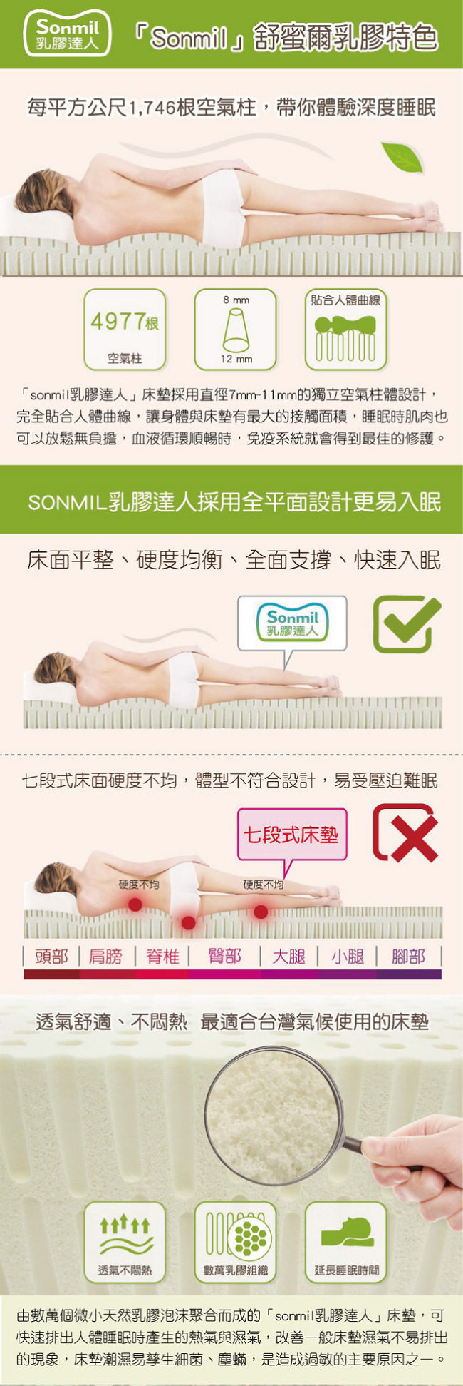 Sonmil乳膠床墊 雙人6尺 15cm乳膠床墊 防蟎防水