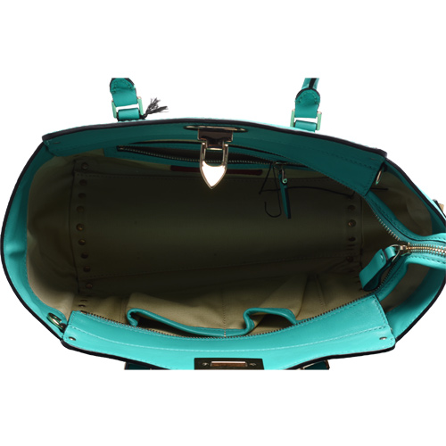 VALENTINO 經典Rockstud系列鉚釘造型小牛皮手提/肩背包(小-松石藍)