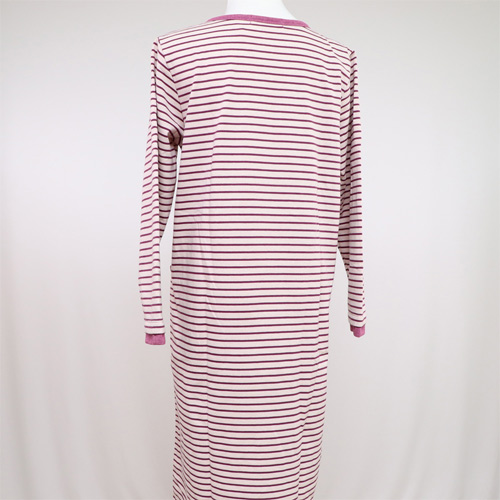 華歌爾睡衣-條紋細磨毛 M-L 長袖睡衣裙裝(紅)舒適睡衣