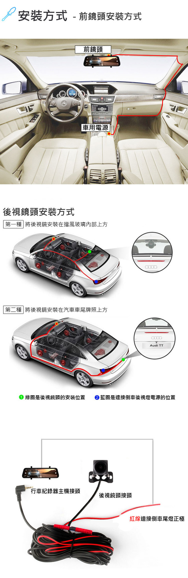 IS愛思 RV-18XW 8.8吋全螢幕電子式後視鏡雙鏡頭行車記錄器