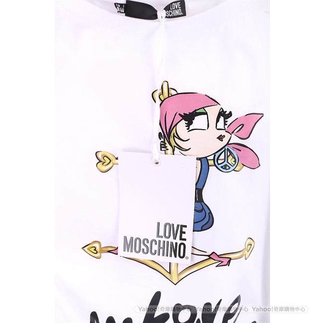 LOVE MOSCHINO 海盜女孩白色短袖T恤