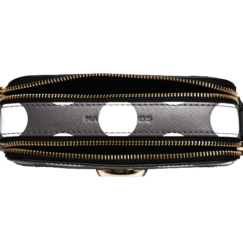 MARC JACOBS snapshot Dot系列防刮牛皮波點手拿/斜背相機包(小-黑)